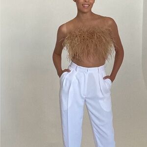 The Bar Sheer Feathered Tan Marcel Top